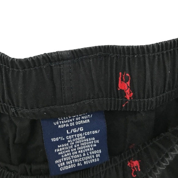 Polo Ralph Lauren Signature Pony Pajama Pants Elastic Red Black Mens Large Logo - Picture 4 of 6